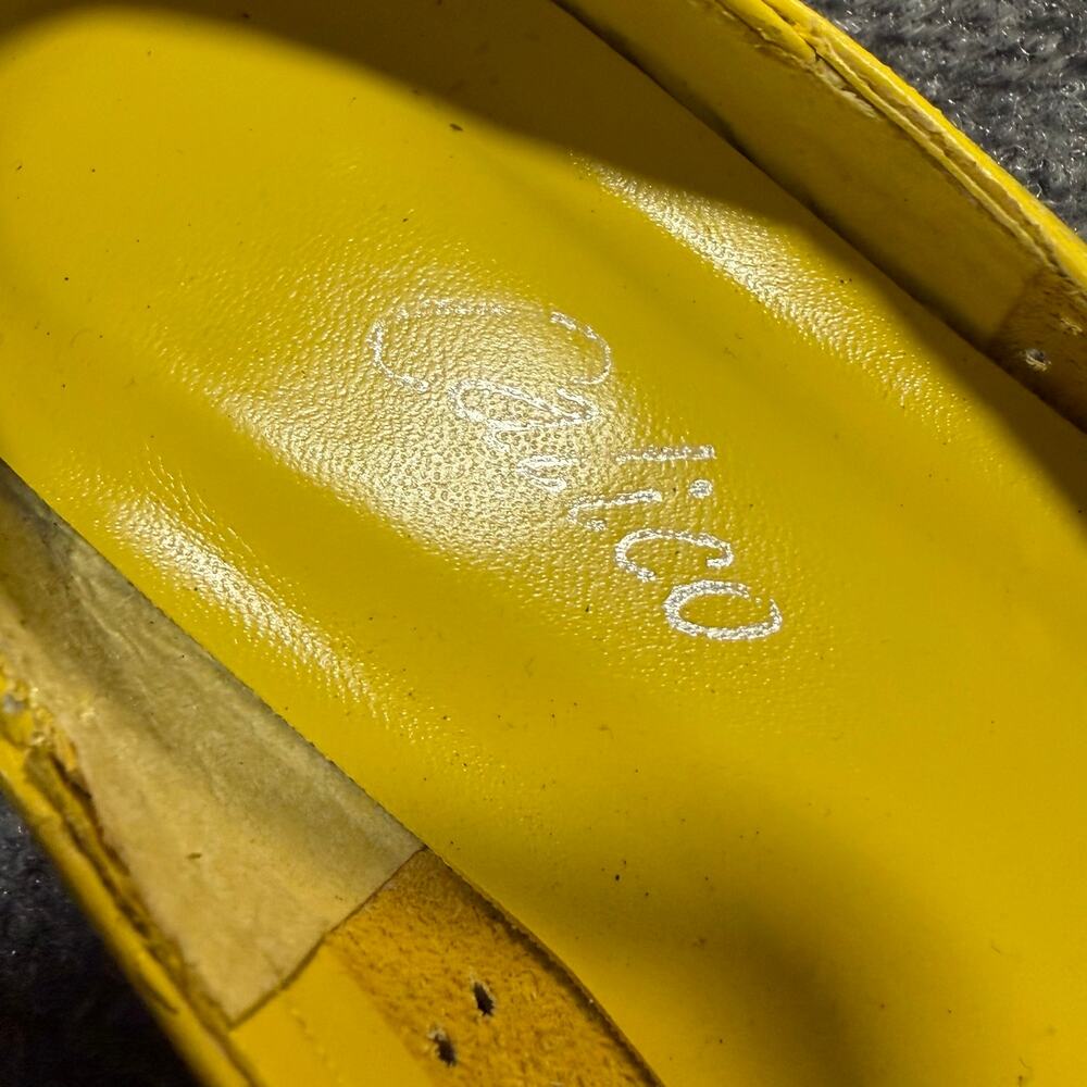 Vintage 80s Calico Yellow Leather Ballet Flats Womens 7 Brazil Perforated - Picture 6 of 9